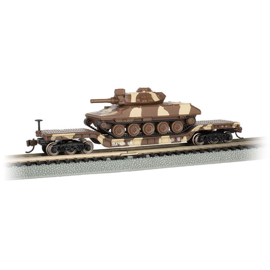 Bachmann N 52' Dep.Center Flatcar (Desert Camo) w/Sheridan Tank