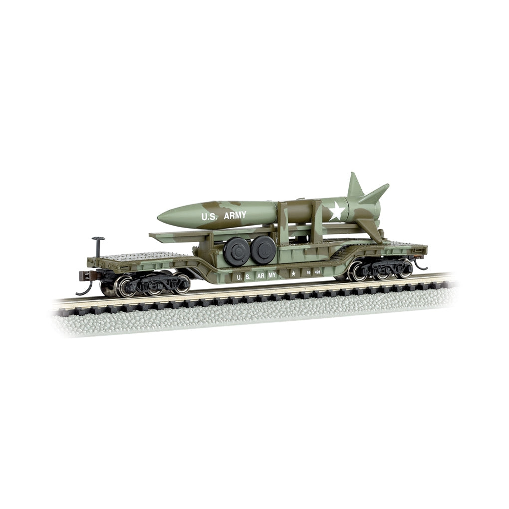 Bachmann N 52' Dep.Ctr.Flatcar w/Missile/olive drab