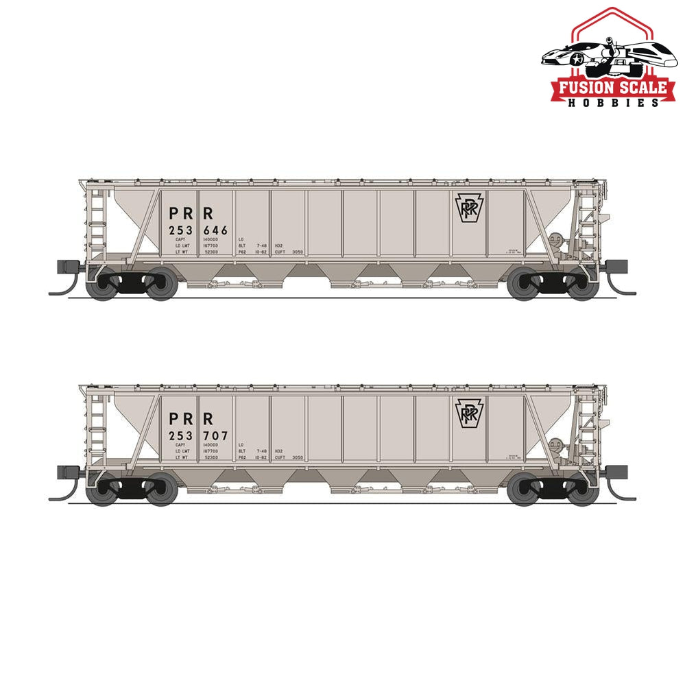 Broadway Limited N H32 Covered Hopper 2pk PRR/Gray w/PRR & Black Keystone