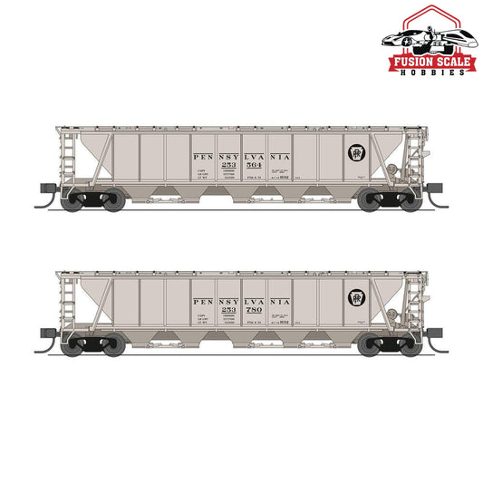 Broadway Limited N H32 Covered Hopper 2pk PRR/Gray PRR & Black Keyst