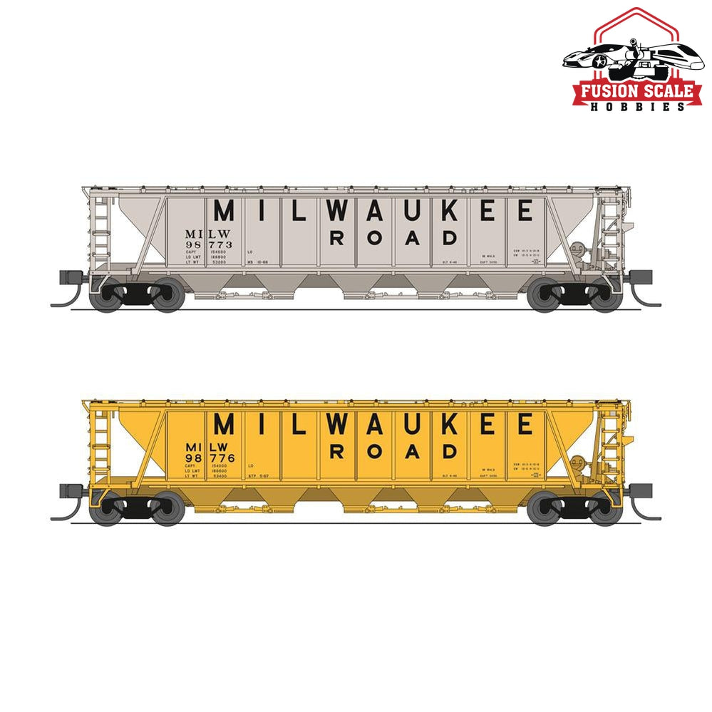 Broadway Limited N H32 Covered Hopper 2pk Milw.Rd./gry