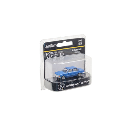 Woodland Scenics HO Modern Era Vehicles Blue Sedan