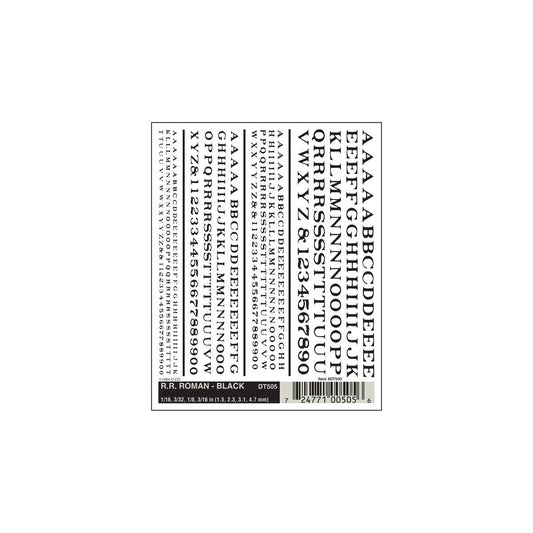 Woodland Scenics RR Roman Letters/black