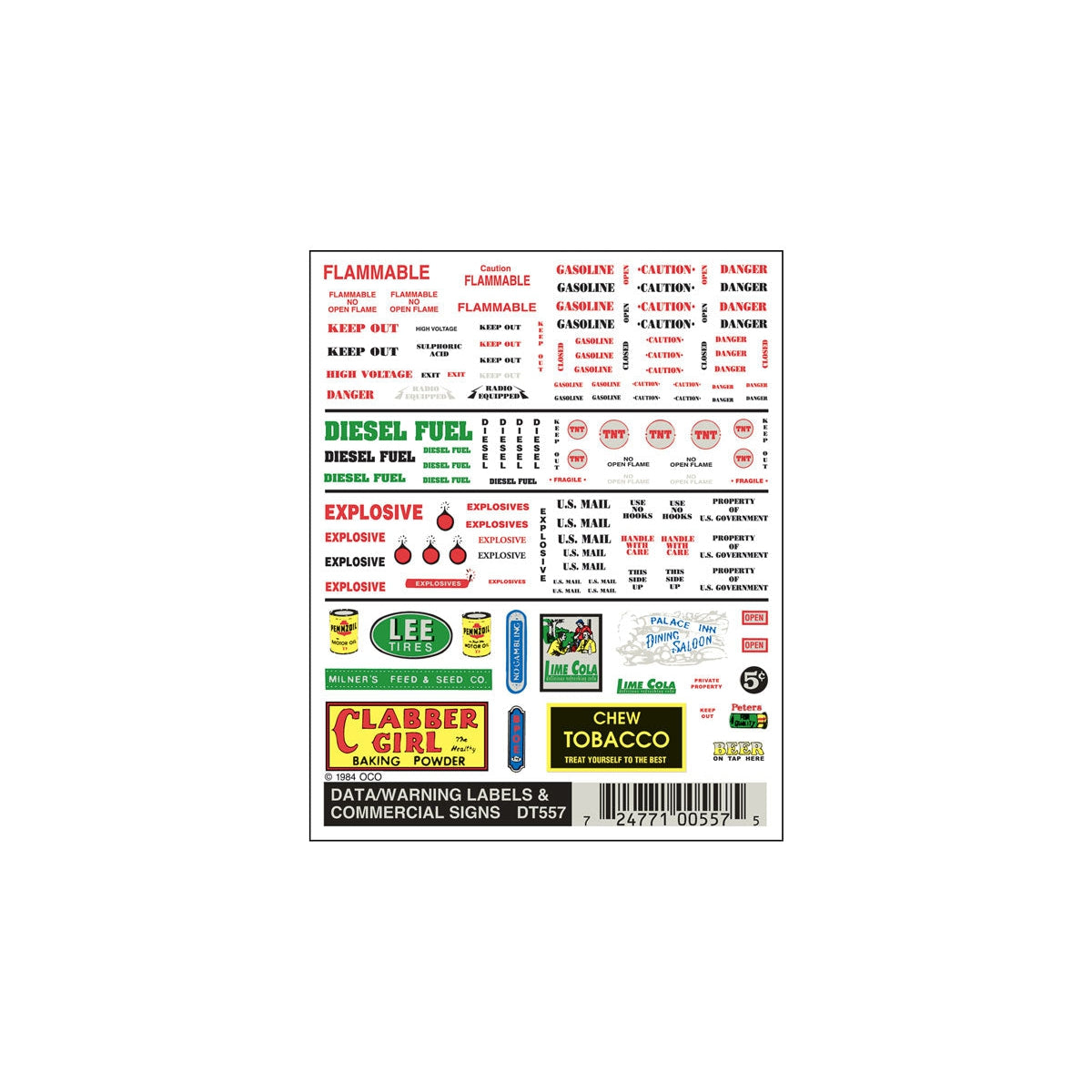 Woodland Scenics HO Data/Warning Label Signs