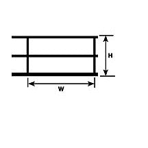 Plastruct Gray ABS Hand Rail - N gauge - 17/64" (6.7mm) x 7/16" (11.1mm) x 3-5/8" (90mm) Length (2 per pack)