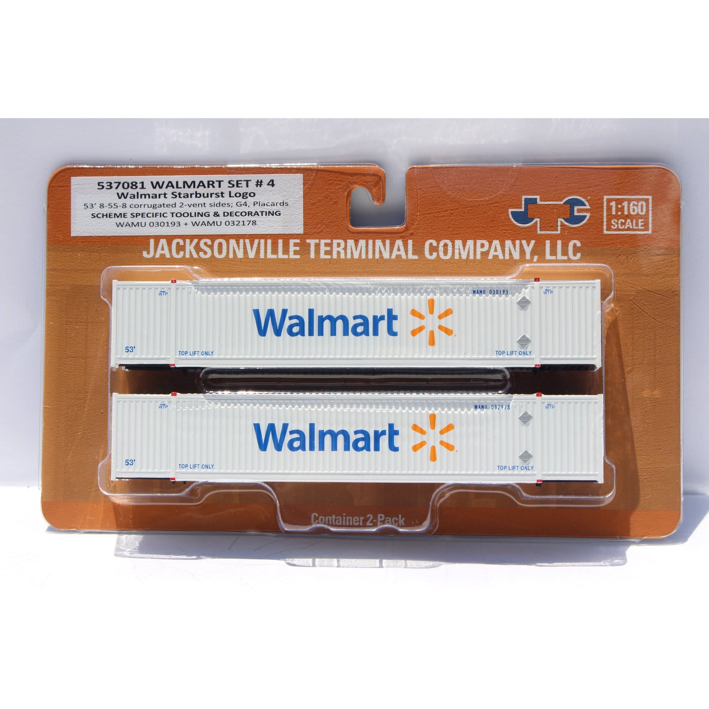 Jacksonville Terminal Company N Walmart Star Burst Loco #4 53' High Cube Container