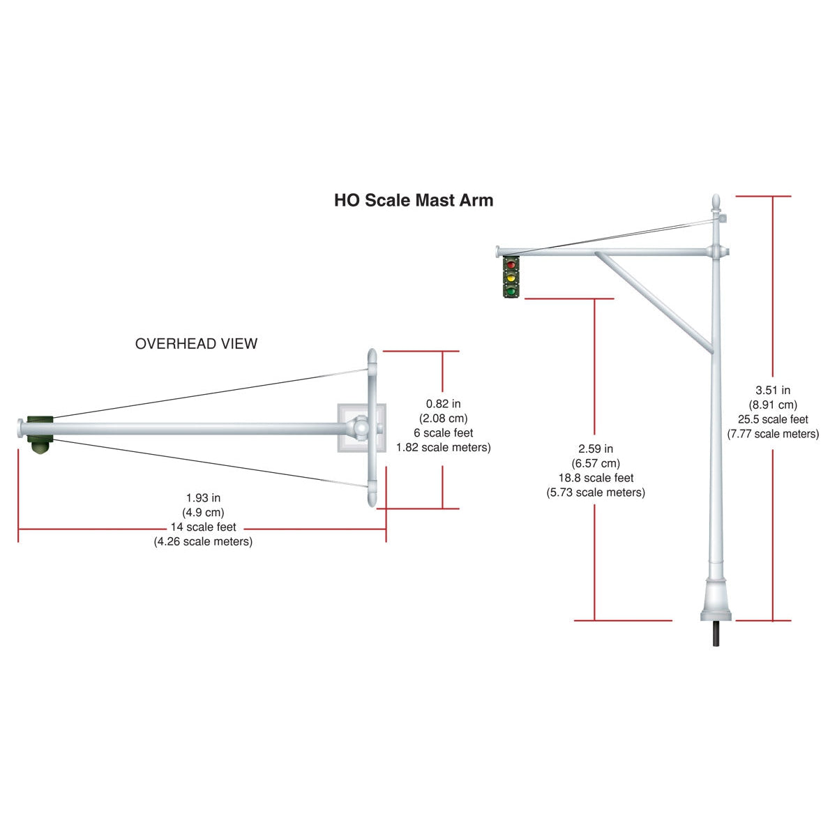 Woodland Scenics HO Scale Mast Arm Traffic Lights