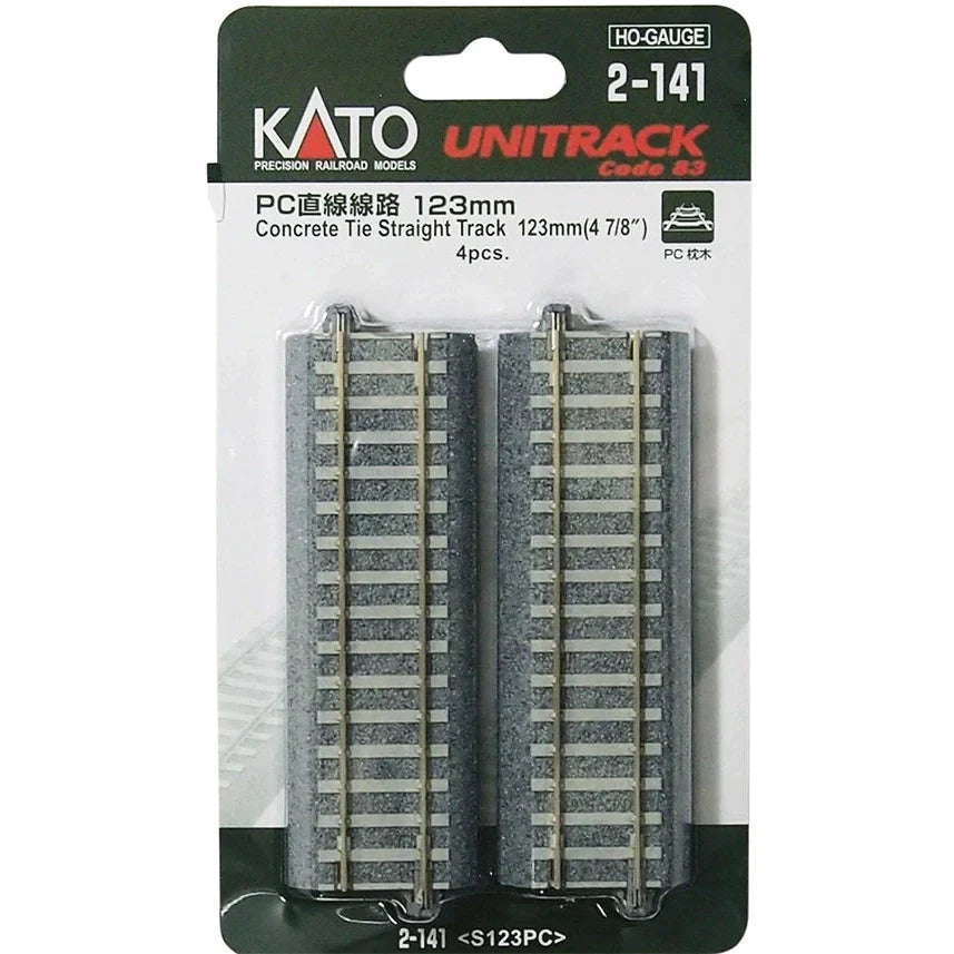 Kato HO 2141 Unitrack 123mm 4-7/8" Concrete Tie Straight Track (4)