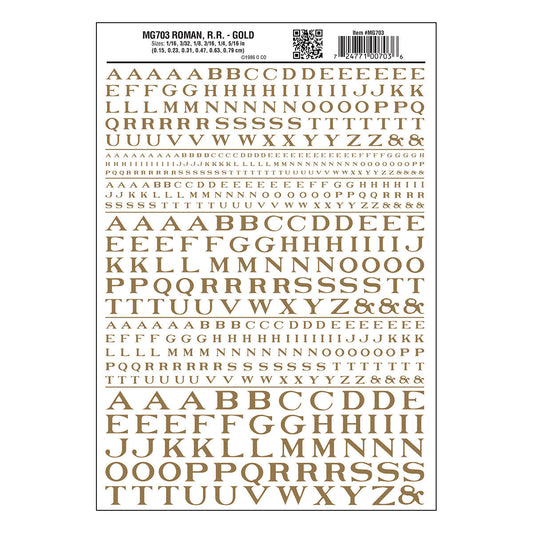 Woodland Scenics RR Roman Letters/gold