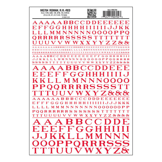 Woodland Scenics RR Roman Letters/red