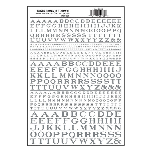 Woodland Scenics RR Roman Letters/silver