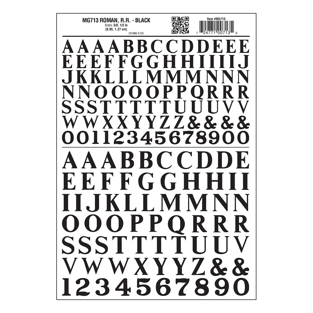 Woodland Scenics RR Roman Letters/black