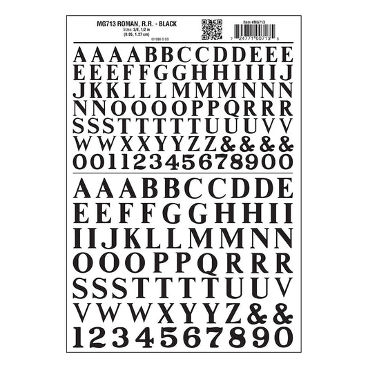 Woodland Scenics RR Roman Letters/black