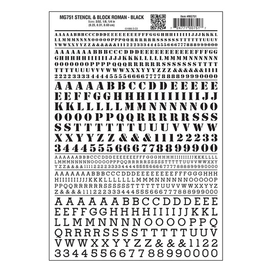 Woodland Scenics Stencil Roman Letters/black