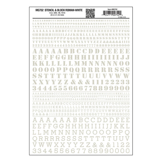 Woodland Scenics Stencil Roman Letters/white