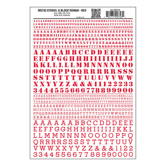 Woodland Scenics Stencil Roman Letters/red