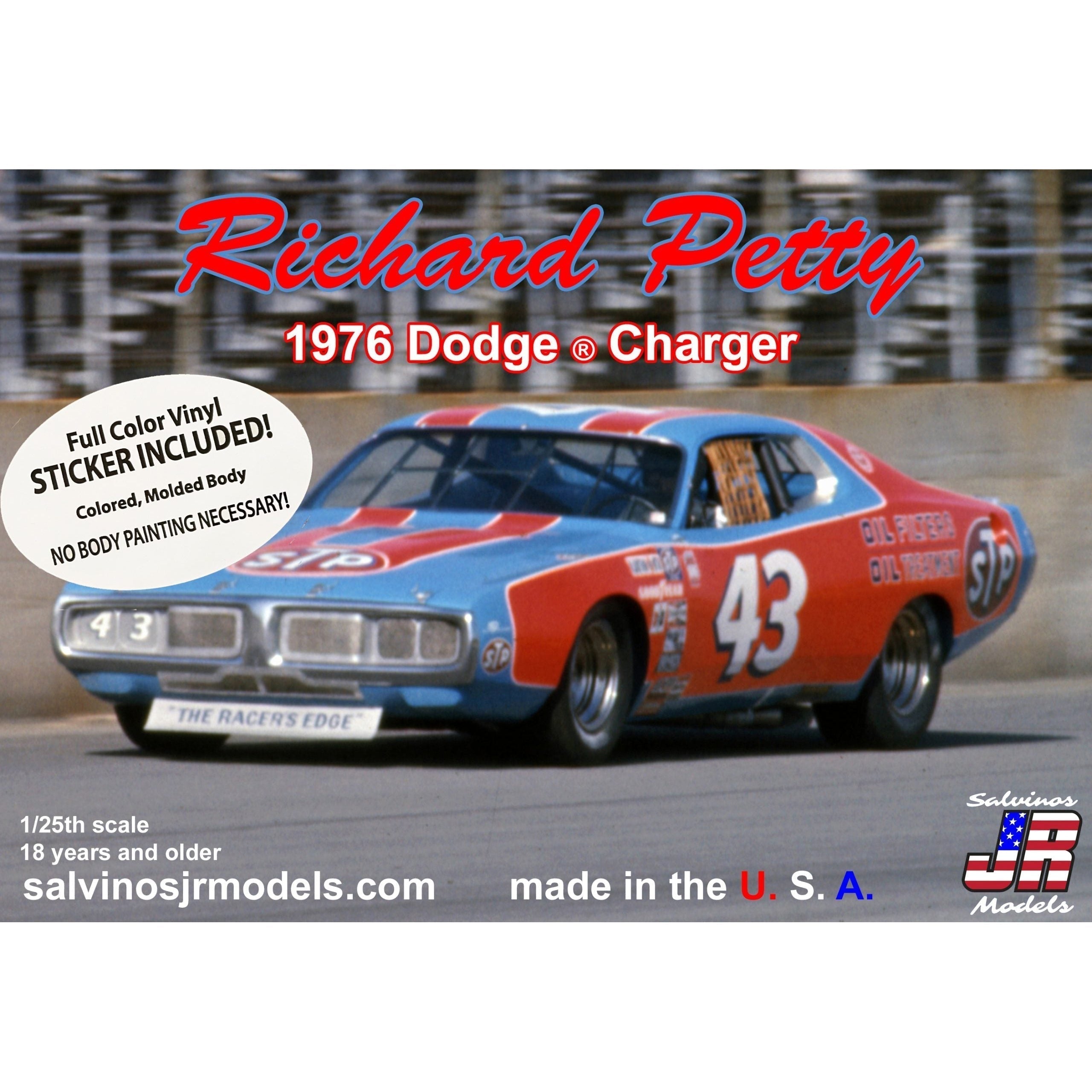 Salvinos JR Models Richard Petty 1976 Dodge Charger with Vinyl Wrap Decals Model Parts Warehouse